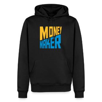 Text Money Maker réussi - Sweat à capuche Premium bio Homme - noir - Devant - Nico (187cm)