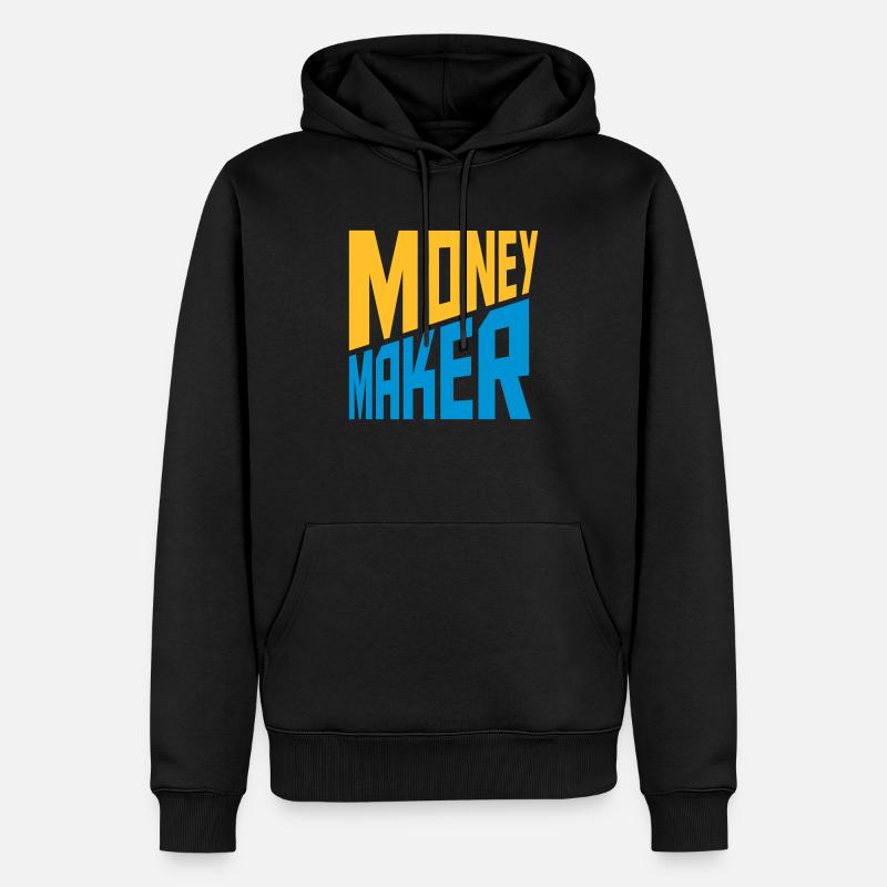 Text Money Maker Erfolgreich - Männer Premium Bio Hoodie - Schwarz