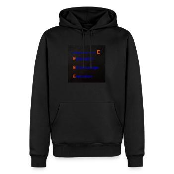 La règle des trois E - Sweat à capuche Premium bio Homme - noir - Devant - Nico (187cm)