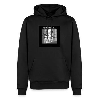 Being happy never goes out of style - Sweat à capuche Premium bio Homme - noir - Devant - Nico (187cm)