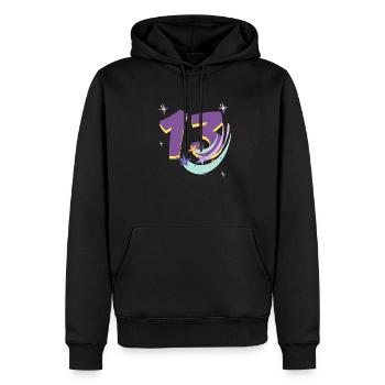 13e anniversaire (Cadeau de 13 ans) - Sweat à capuche Premium bio Homme - noir - Devant - Nico (187cm)