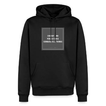 L’énergie et la persévérance conquièrent toutes choses - écrivez - Sweat à capuche Premium bio Homme - noir - Devant - Nico (187cm)