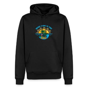 Here comes the Sun - Männer Premium Bio Hoodie - Schwarz - Vorne - Nico (187cm)