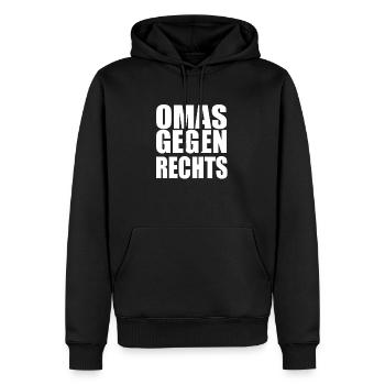 Omas gegen Rechts! - Männer Premium Bio Hoodie - Schwarz - Vorne - Nico (187cm)