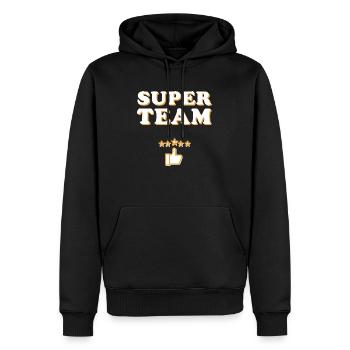 Super équipe, équipe + enterrement de vie de garçon - Sweat à capuche Premium bio Homme - noir - Devant - Nico (187cm)