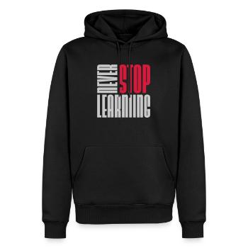 n’arrêtez jamais d’apprendre la citation - Sweat à capuche Premium bio Homme - noir - Devant - Nico (187cm)