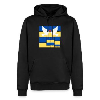 Frieden Friedenstaube auf der Ukrainischen Flagge - Männer Premium Bio Hoodie - Schwarz - Vorne - Nico (187cm)