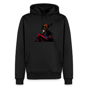 Dunkle Freya - Männer Premium Bio Hoodie - Schwarz - Vorne - Nico (187cm)
