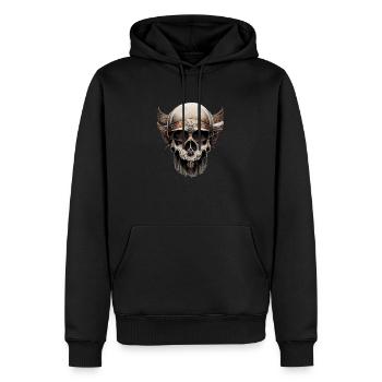 Wikinger Krieger Totenkopf - Männer Premium Bio Hoodie - Schwarz - Vorne - Nico (187cm)