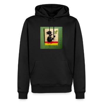 Rastafari smoking weed banksy style - Männer Premium Bio Hoodie - Schwarz - Vorne - Nico (187cm)