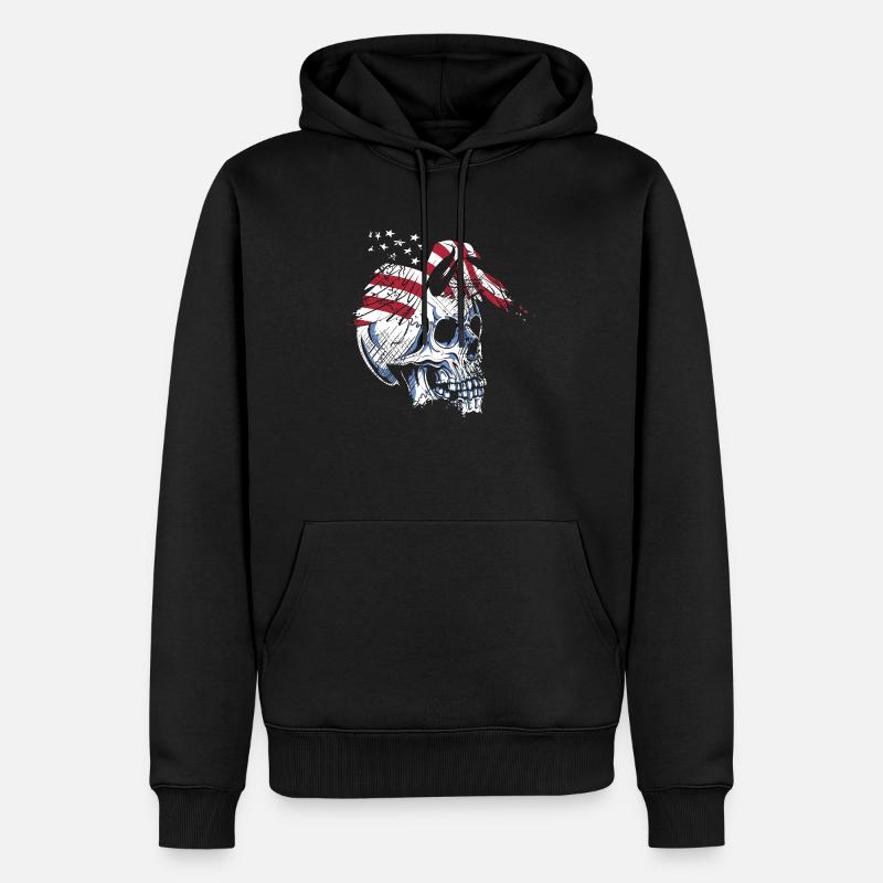 skull eagle - Männer Premium Bio Hoodie - Schwarz