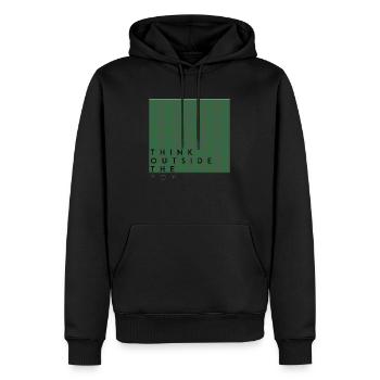 Think outside the box positive thoughts happy - Men’s Premium Organic Hoodie - black - Front - Nico (187cm)