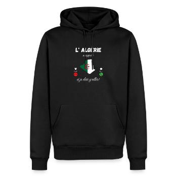 L' Algérie m 'appelle idée cadeau - Sweat à capuche Premium bio Homme - noir - Devant - Nico (187cm)