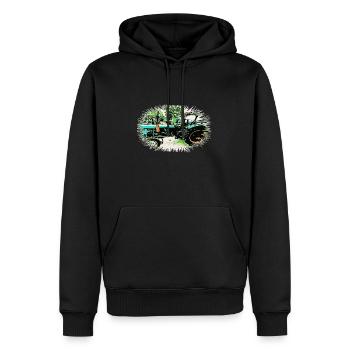 Tractor - Men’s Premium Organic Hoodie - black - Front - Nico (187cm)