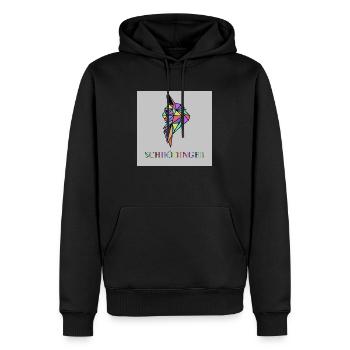 Chat Schrödinger - Sweat à capuche Premium bio Homme - noir - Devant - Nico (187cm)