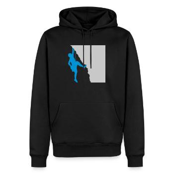 Silhouette Felsen Klettern Bergsteiger - Männer Premium Bio Hoodie - Schwarz - Vorne - Nico (187cm)
