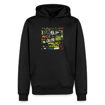 Musique drôle jazz retro song hipster vinyl rock - Sweat à capuche Premium bio Homme - noir - Devant - Nico (187cm)