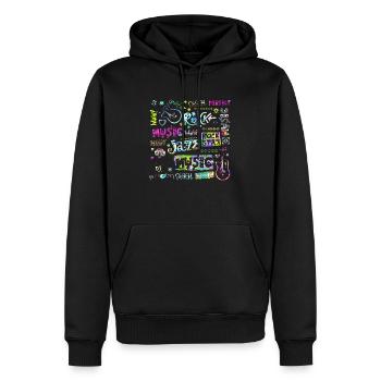 Musique drôle jazz retro song hipster vinyl rock - Sweat à capuche Premium bio Homme - noir - Devant - Nico (187cm)