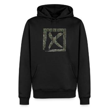 Forme de symbole typographie lettre Alphabet X - Sweat à capuche Premium bio Homme - noir - Devant - Nico (187cm)
