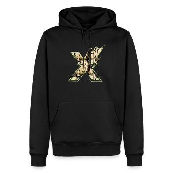 Forme de symbole typographie lettre Alphabet X - Sweat à capuche Premium bio Homme - noir - Devant - Nico (187cm)