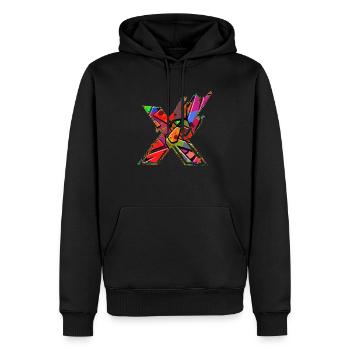 Forme de symbole typographie lettre Alphabet X - Sweat à capuche Premium bio Homme - noir - Devant - Nico (187cm)