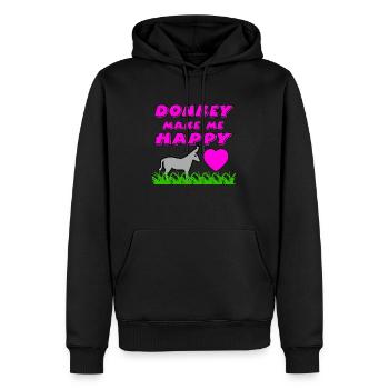 Âne - Sweat à capuche Premium bio Homme - noir - Devant - Nico (187cm)