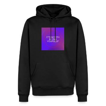 Cela vaut la peine d’être vous-même - Sweat à capuche Premium bio Homme - noir - Devant - Nico (187cm)