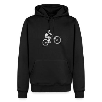 MTB bergab - Männer Premium Bio Hoodie - Schwarz - Vorne - Nico (187cm)