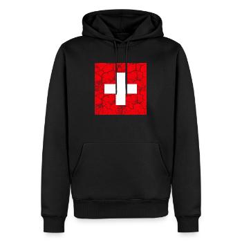 Schweizer Flagge Fahne mit Rissen Schweizerkreuz - Männer Premium Bio Hoodie - Schwarz - Vorne - Nico (187cm)