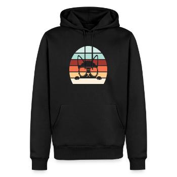 Bouledogue Français Vintage Rétro - Sweat à capuche Premium bio Homme - noir - Devant - Nico (187cm)