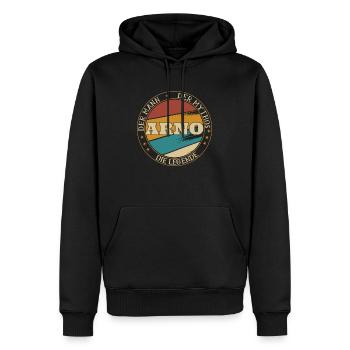 ARNO DER MAN DER MYTHOS DIE LEGENDE - Männer Premium Bio Hoodie - Schwarz - Vorne - Nico (187cm)