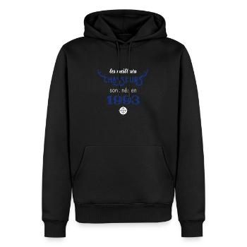 Anniversaire chasseur 1993 - Sweat à capuche Premium bio Homme - noir - Devant - Nico (187cm)