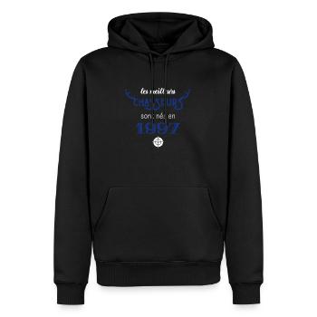Anniversaire chasseur 1997 - Sweat à capuche Premium bio Homme - noir - Devant - Nico (187cm)