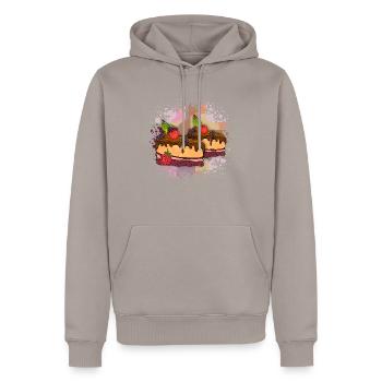Gâteau - Sweat à capuche Premium bio Homme - taupe - Devant - Nico (187cm)
