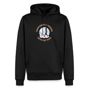 Glück ist ein Tag, an dem ich mit meinem Hund wandern gehe - Männer Premium Bio Hoodie - Schwarz - Vorne - Nico (187cm)