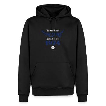 Anniversaire chasseur 1974 - Sweat à capuche Premium bio Homme - noir - Devant - Nico (187cm)