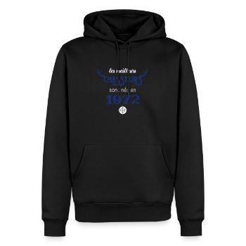 Anniversaire chasseur 1972 - Sweat à capuche Premium bio Homme - noir - Devant - Nico (187cm)