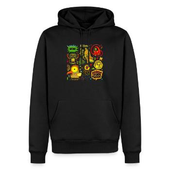 Dessin animé visage bande dessinée dessin animé humour sourire - Sweat à capuche Premium bio Homme - noir - Devant - Nico (187cm)