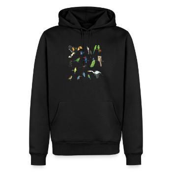 Oiseaux d’Asie - Sweat à capuche Premium bio Homme - noir - Devant - Nico (187cm)