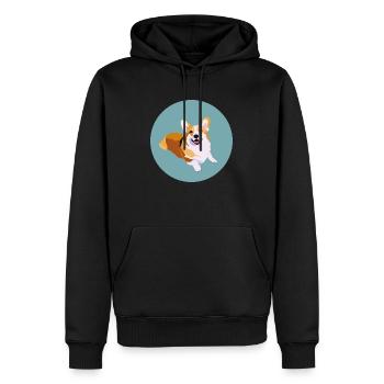 Sitting Corgi - Men’s Premium Organic Hoodie - black - Front - Nico (187cm)