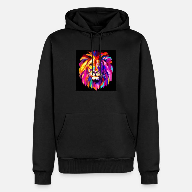Cooler bunter Löwe - Männer Premium Bio Hoodie - Schwarz