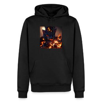 Chat maître du feu - Sweat à capuche Premium bio Homme - noir - Devant - Nico (187cm)