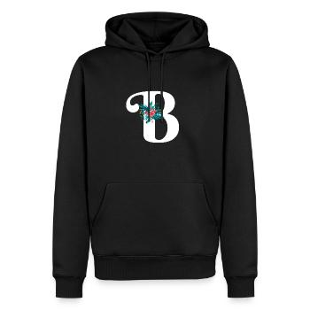 lettre B fleuris - Sweat à capuche Premium bio Homme - noir - Devant - Nico (187cm)