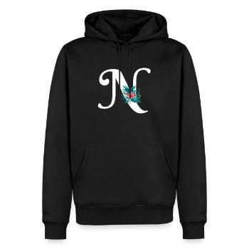 Buchstabe N geblümt - Männer Premium Bio Hoodie - Schwarz - Vorne - Nico (187cm)