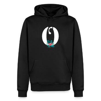 Buchstabe O Blüte - Männer Premium Bio Hoodie - Schwarz - Vorne - Nico (187cm)