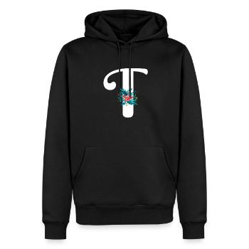 Buchstabe T geblümt - Männer Premium Bio Hoodie - Schwarz - Vorne - Nico (187cm)