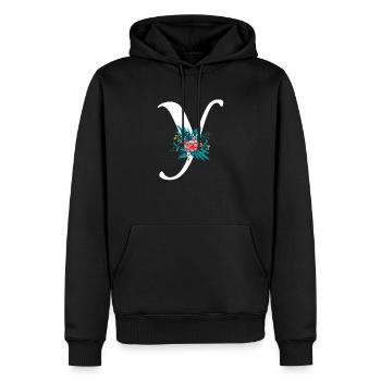 Buchstabe Y geblüht - Männer Premium Bio Hoodie - Schwarz - Vorne - Nico (187cm)