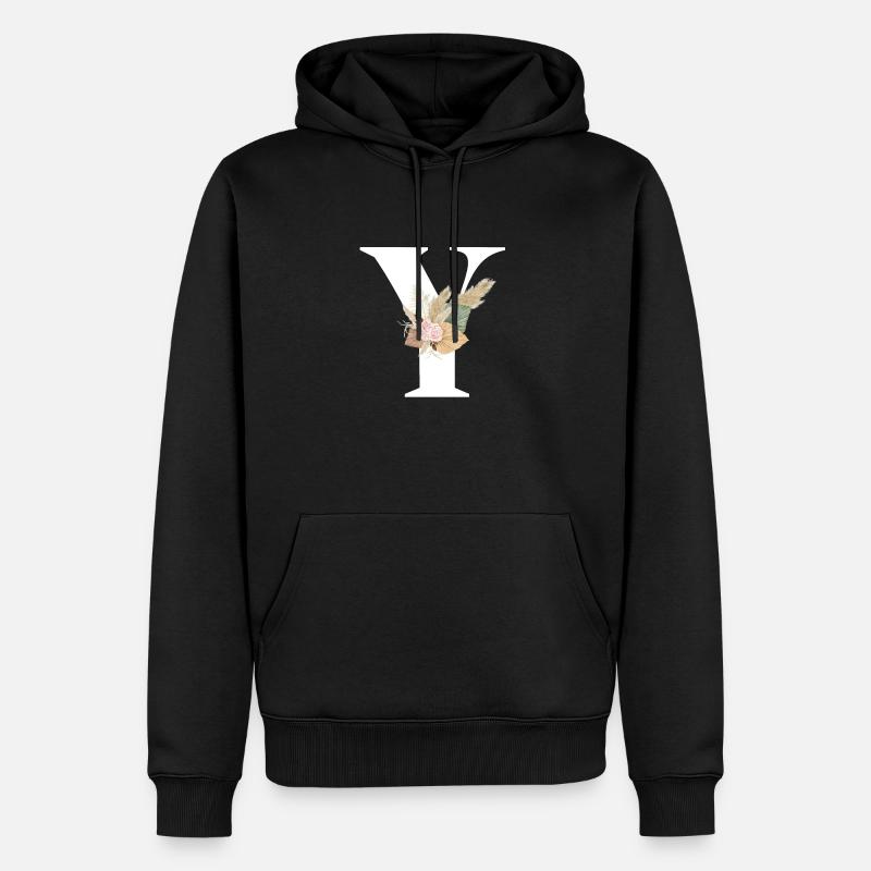 lettre Y fleuris - Sweat à capuche Premium bio Homme - noir