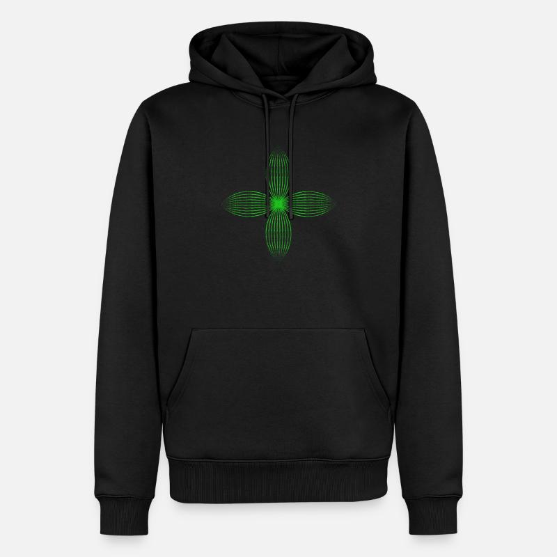 Fleur tribale (Vert) - Sweat à capuche Premium bio Homme - noir