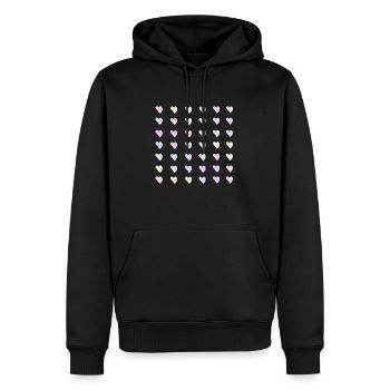 Pastel-Regenbogen-Herzen - Männer Premium Bio Hoodie - Schwarz - Vorne - Nico (187cm)